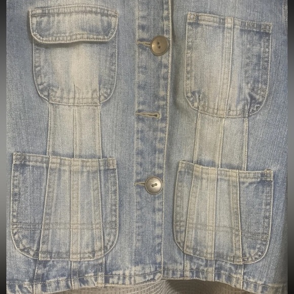 Carols Denims Blue Jean Jacket Womens Medium Button Pockets Vintage 90s-Flaws - Picture 2 of 9